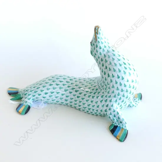 A Herend Porcelain seal, in green 'fishnet' pattern